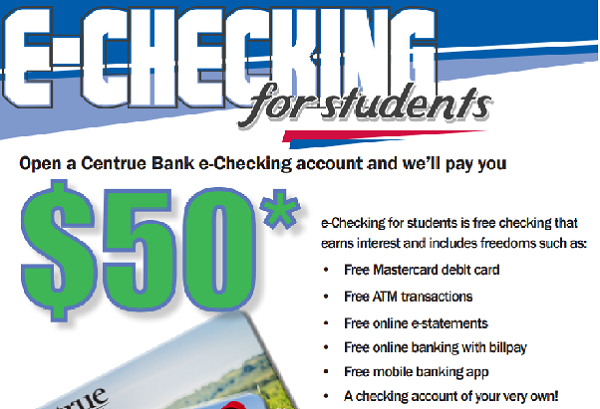 New Centrue Bank Checking Account $50 Promotion