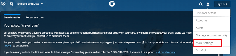 Chase International Trip Notification