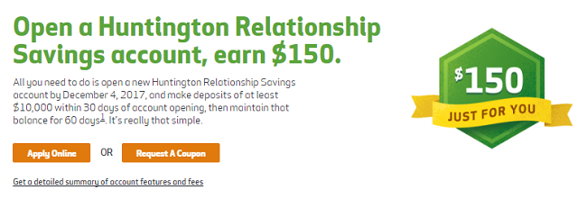 Relationship Savings Account $150 bonus