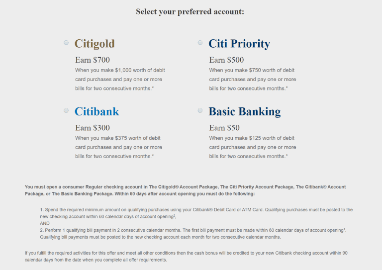 Citibank CitiGold Checking Account Promotion Earn up to 700 Bonus