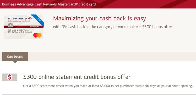 Bank of America Business Advantage Cash Rewards Mastercard Review: $300 Statement Credit Bonus ...