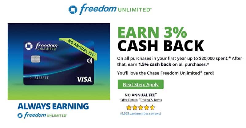 Chase Freedom Unlimited card